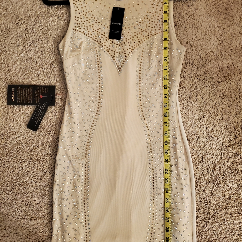 Bebe Studded Mesh Heat Xfer Dress Size Small - Picture 8 of 11